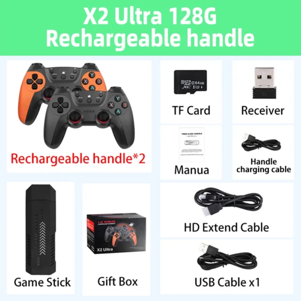 X2 Ultra Retro Game Stick – 4K HD Wireless Console with 37000+ Games & 40+ Emulators - Image 3