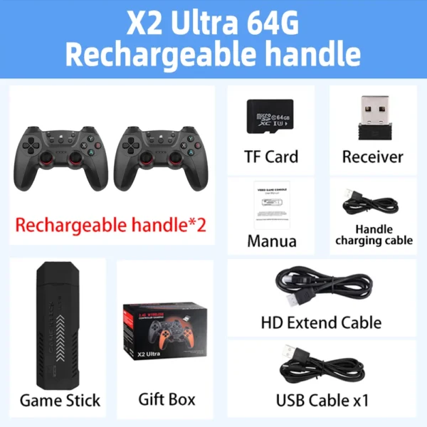 X2 Ultra Retro Game Stick – 4K HD Wireless Console with 37000+ Games & 40+ Emulators - Image 4